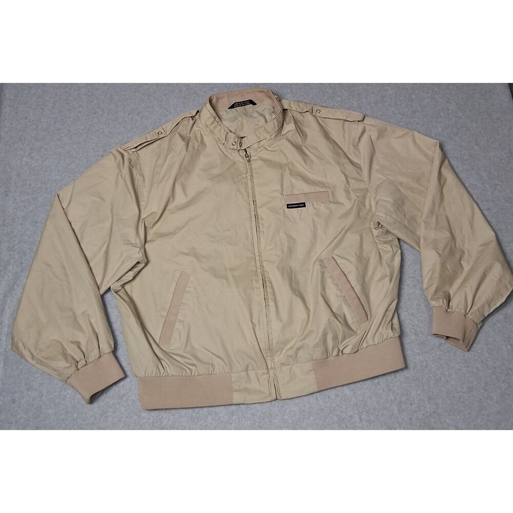 Vintage Members Only Racer Bomber Jacket Mens XL Beige Retro Cafe Europe Craft